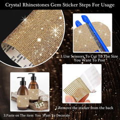 Bling Rhinestone Sheet Self Adhesive 2mm Sticky Gems Sheet Glitter Crystal Rhine