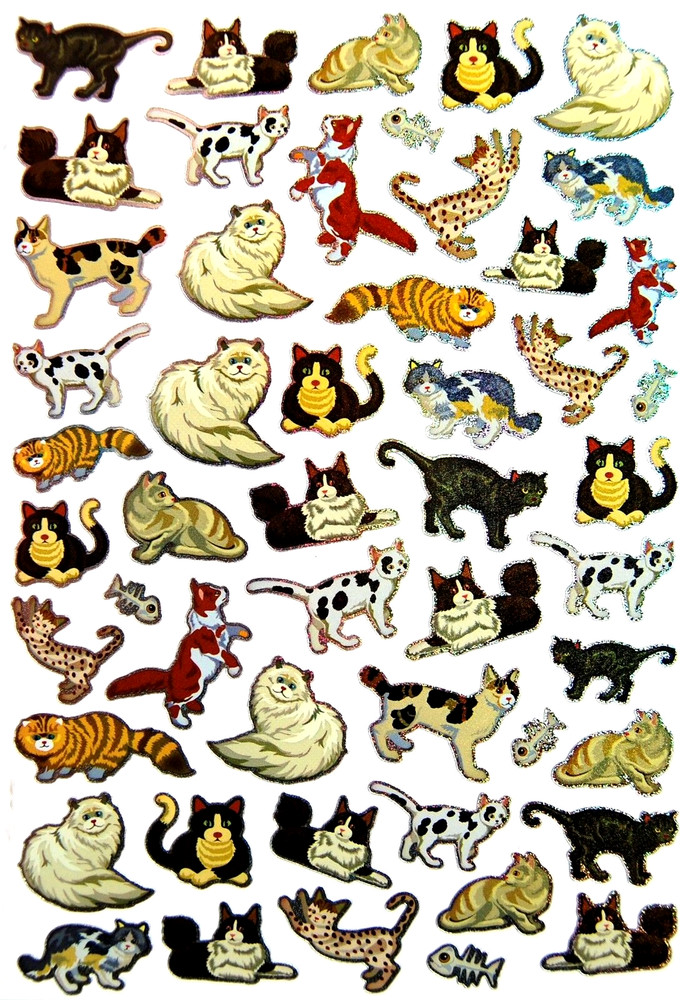 9 1/4 X 6 1/4″ SHEET HOLOGRAM CAT BREEDS SCRAPBOOK STICKERS #11 Fast USA Ship!
