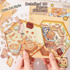 4 Theme Sets DIY 3D House Stickers Fun Miniature Room Scene Stickers