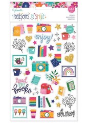 Shimelle REASONS TO SMILE STICKER BOOK (8) Sheets (417pc) GOLD GLITTER