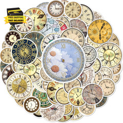 Vintage Clock Face Stickers Pack 50Pcs Waterproof Vinyl for Scrapbooking Journal