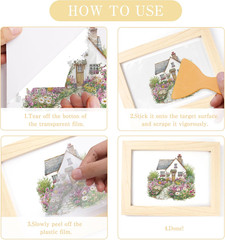 Spring Rub on Transfers for Crafts, 30 Pcs Watercolor Garden Floral Iod Transfer