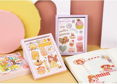 Kawaii Washi Stickers Set (50 Sheets) Cute Pets Sweet Food Drink Adhesive Label