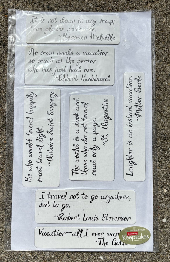 CREATIVE KEEPSAKE CARD STOCK STICKERS TRAVEL VACATION QUOTES POETIC