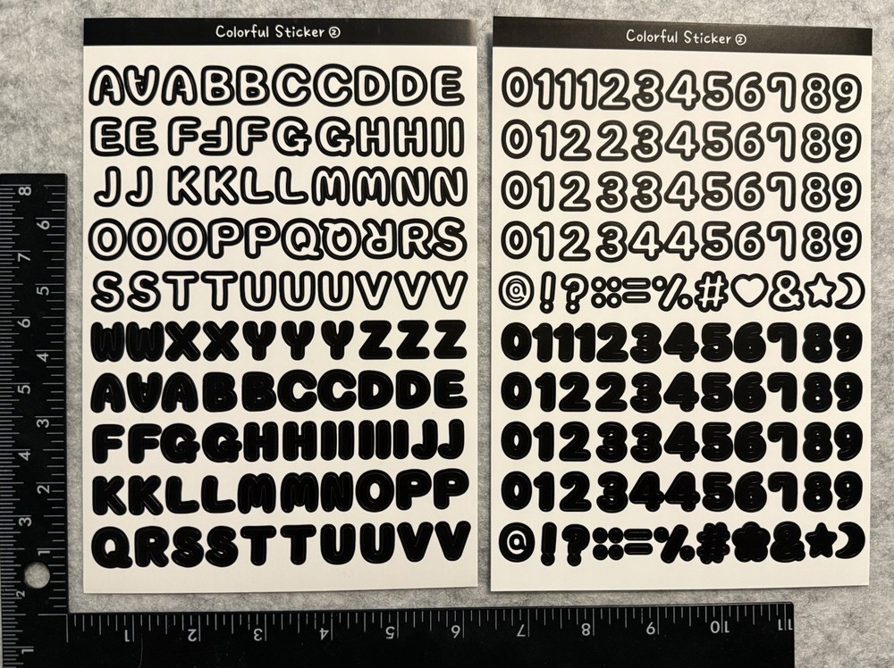 Lot of 6 Sheets Alphabet Letter Number Rainbow Cool Colorful Stickers