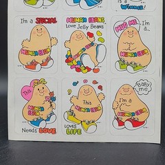 1 Sheet Vintage Stickers Human Beans Characters I’m A Human Bean M.I. 1980s