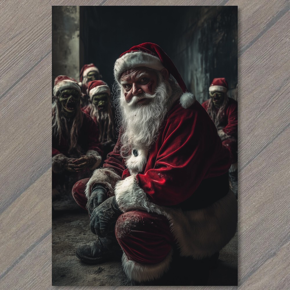 STICKER Horror Santa Zombie Elves Creepy Christmas Haunted Scene Holiday Xmas