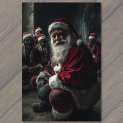 STICKER Horror Santa Zombie Elves Creepy Christmas Haunted Scene Holiday Xmas