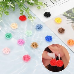 20mm Rose Flower Resin Cabochon, 50 Pcs Mini Rose Flower Resin, Mixed Colors