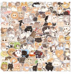 200pcs Cute Cat Stickers For Christmas Or Birthday, Waterproof, Vinyl, Girls/Boy