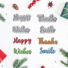 14 PCS Holiday Words Metal Die Cuts for Card Making, Birthday Thanksgiving Words
