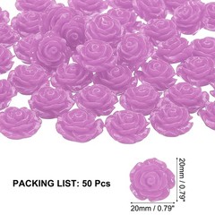 20mm Rose Flower Resin Cabochon, 50 Pcs Mini Rose Flower Resin, Light Purple