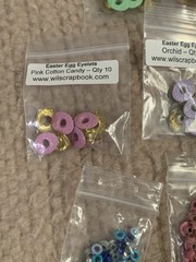 Scrapbooking Eyelet Lot Of 7 Easter Theme Easter Egg Bunny Pastel Mint Pink Blue