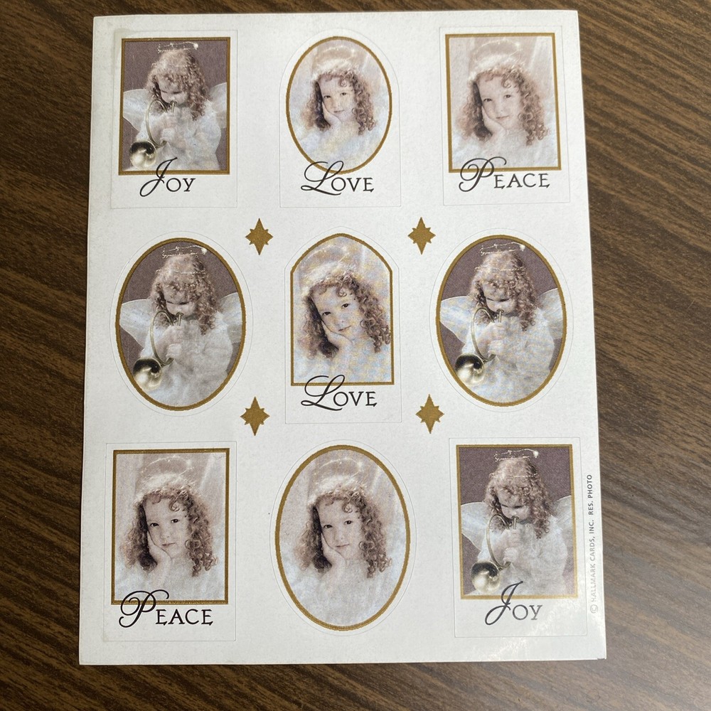 Vintage Hallmark Stickers Little Girl Angels Peace Love Joy 1 Sheet – Open Box