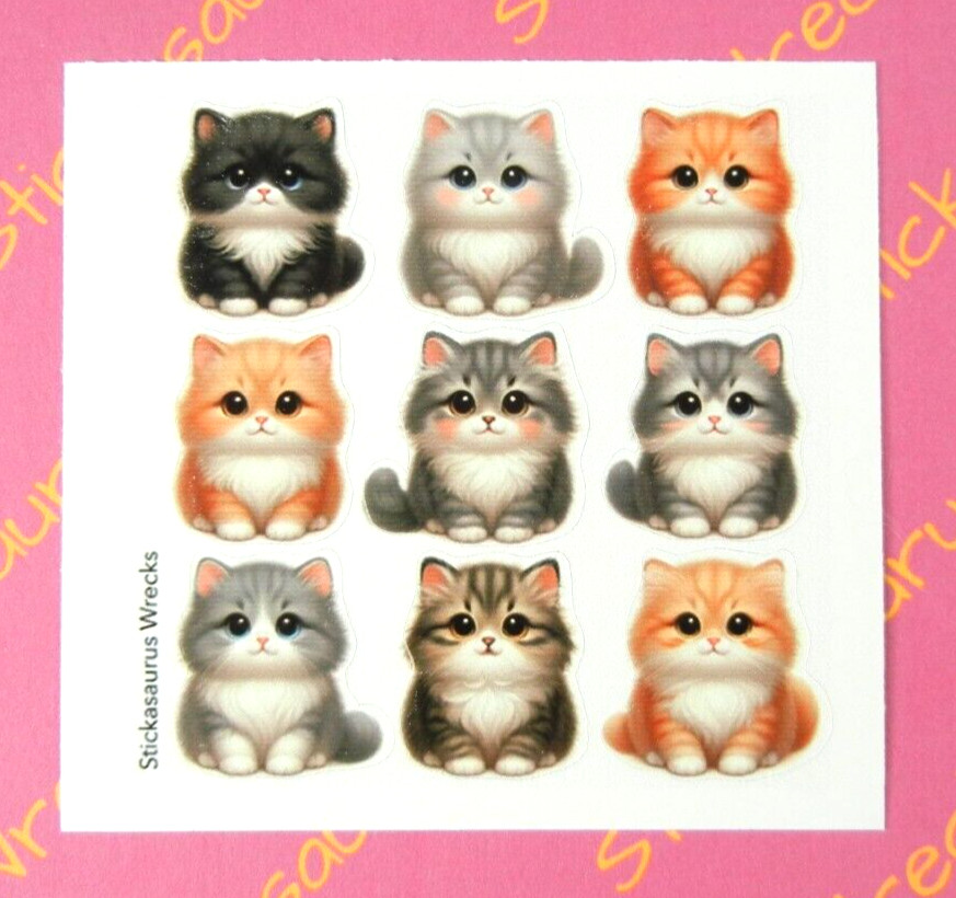 Fluffy Kitten Cats Mini Sticker Sheet