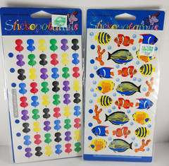(2) Vintage Stickopotamus Binder Stickers Push Pins & Tropical Fish (Sealed)