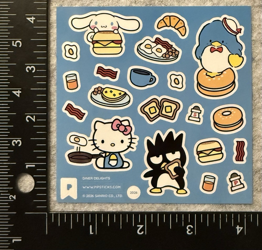 Lot Of 1 Pipsticks Sanrio Hello Kitty Diner Breakfast Stickers Pipstickers