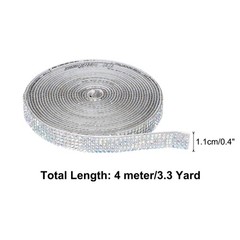 4 Yard 5 Rows Self Adhesive Crystal Rhinestone Ribbon Roll AB Color