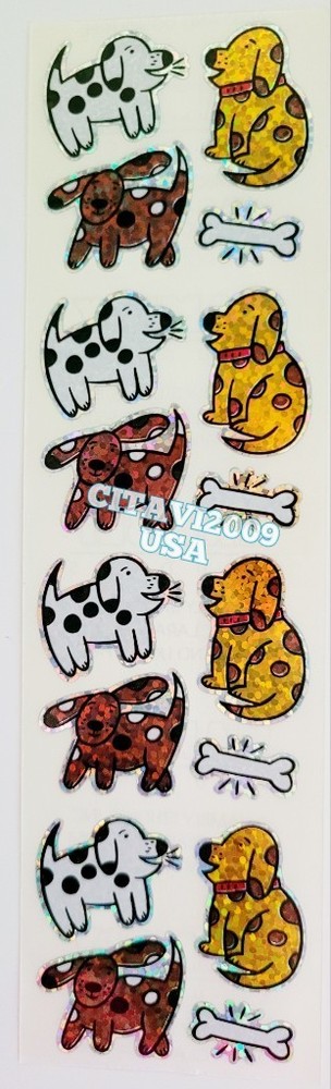 HAMBLY STUDIOS PRISMATIC STICKERS DOGS, PETS, DOG BONE, CARTOON, RETIRED VINTAGE