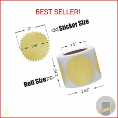 Hybsk 300pcs Notary Seals 2 inch Embossing Stickers Gold Metallic Certificate Se