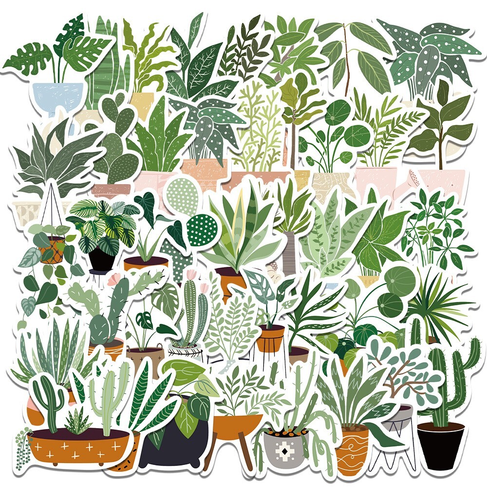 50pcs Cute Stickers, Leaf Stickers Pack, Plants leaf flower Stickers, 223