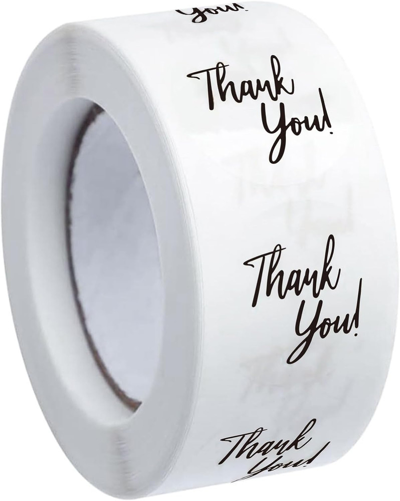 Whaline 1000Pcs Clear Thank You Stickers 1.5 Inch round Transparent PVC Stickers