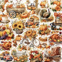 10pcs Fall Thanksgiving Stickers- Scrapbook, Junk Journal, *Random Assortment