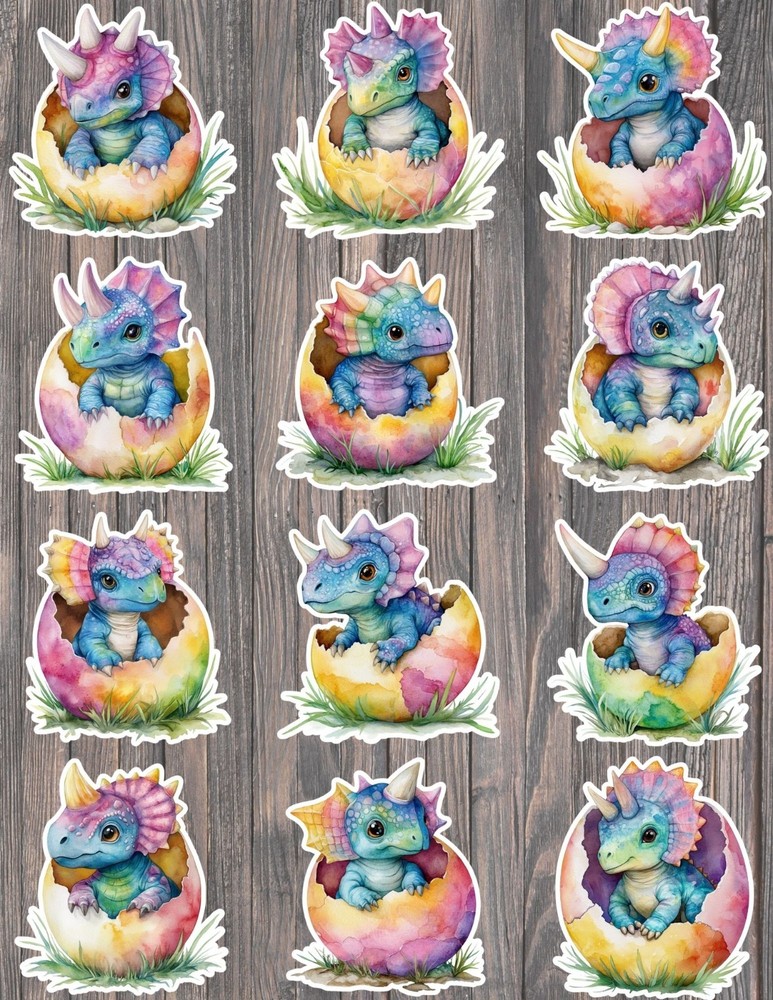 Hatching Rainbow Dino Vinyl Stickers Set Scrapbooking Laptop Water Bottle