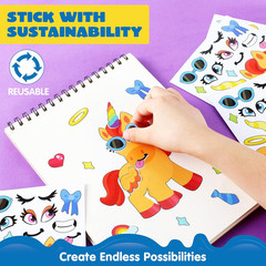 24 Sheets Make-a-Face Stickers 9x6in, Monster Unicorn Party Favors Classroom Set