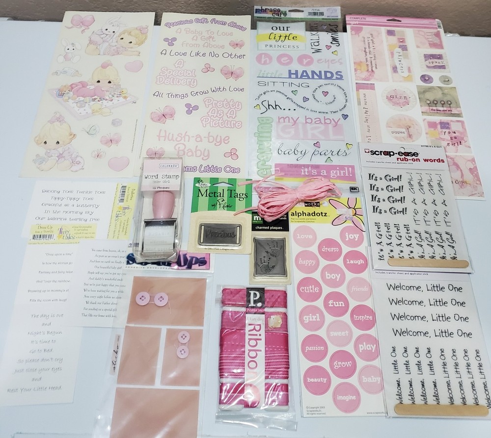 Vintage Baby Girl Scrapbook Embellishment Lot –