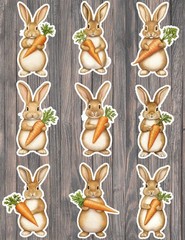 Little Brown Easter Bunny Die Cut Stickers Set Scrapbooking Laptop Water Bottle