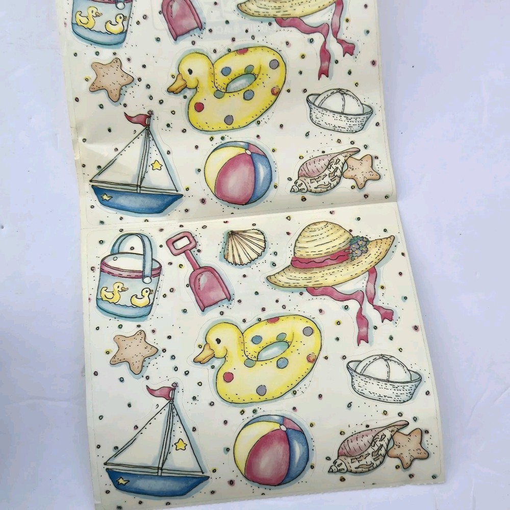 Vintage Sticker Sheet Frances Meyer PARTIAL ROLL 19 SHEETS Beach Bound 4.25×5