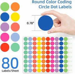 10 Color Round Dot Stickers – 1600 PCS, Easy-to-Use Labels for Teaching & Sales