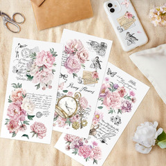3 Sheets Rub on Transfers for Crafts and Furniture Pink Vintage Floral