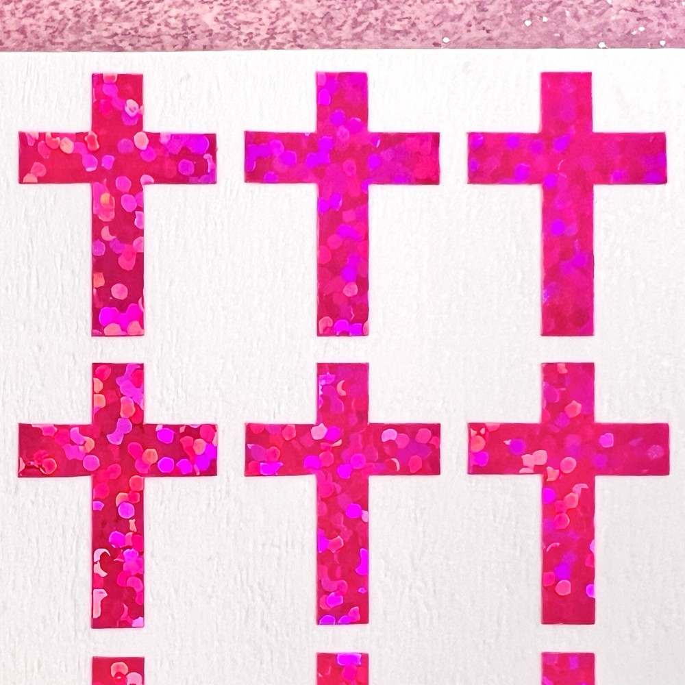 Holographic Sparkle Cross Sticker Sheet! – Any Size & Color