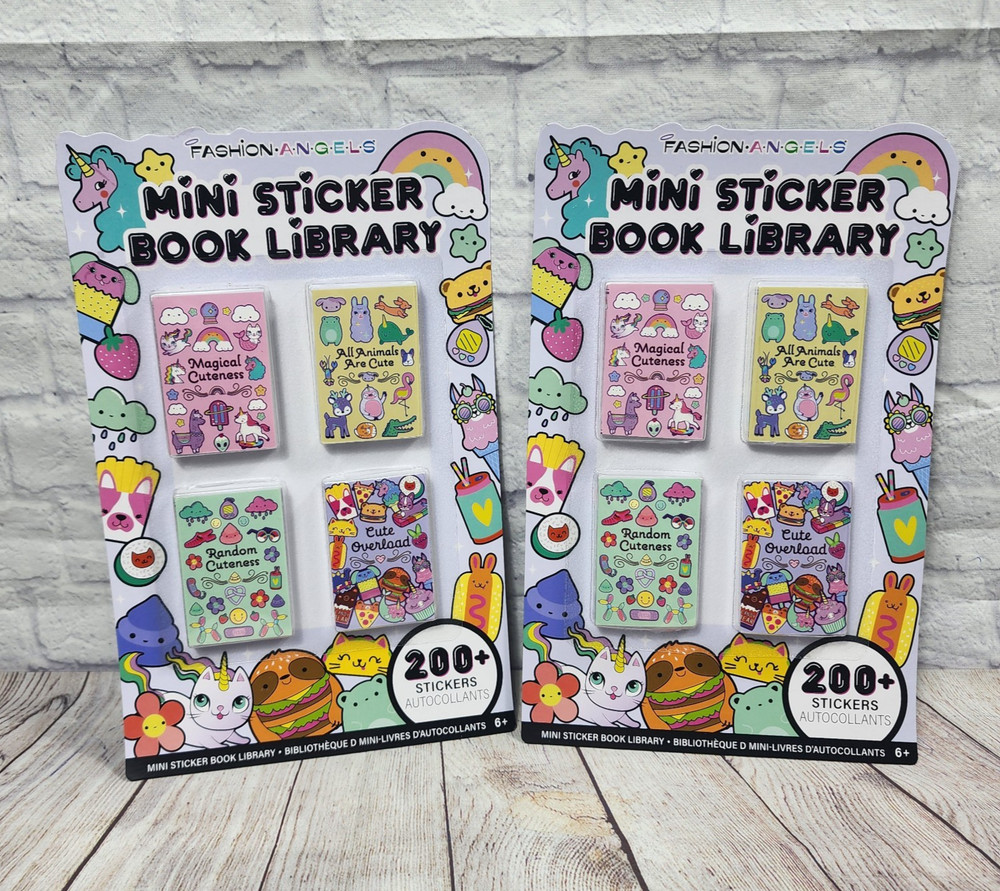 2x Fashion Angels Super Cute Mini Sticker Book Library for Crafts – 200+ Each