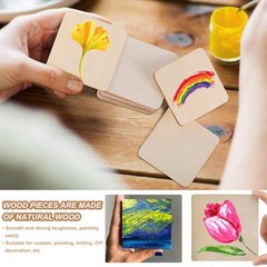 50 Pcs Unfinished Wood Pieces, Natural Blank 4 X 4 Inch Wood Squares, Wooden …