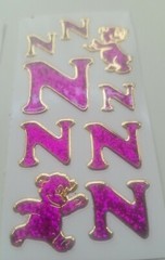 Set of 2 sheets of vintage introduct glitter stickers «N» discontinued Germany