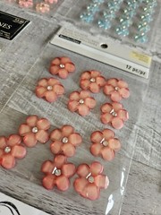 Sticker Lot Flowers Scrapbooking 3D Stickers Floral Gemstone Spring #118