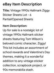 Vintage 1990s Hallmark Ziggy Sticker Sheet LOT used Reward Valentine Love 90s