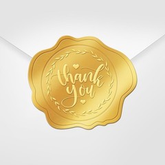 300 Pc 1.5″Gold Envelope Seal Gold Thank You Sticker Embossed Foil Self-Adhesive