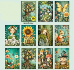 10pcs Retro Fairytale Washi Stickers- 6.5×4.5in Full Sheet- Scrapbook, DIY Craft