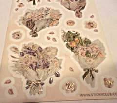 Stickii Sticker Sheet- Gold Foil Accent Floral Bouquet- 3.5 x 6.5 Sheet