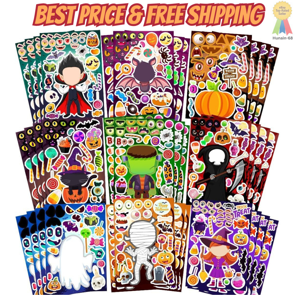 36 Sheets Halloween Stickers for Kids, Make Your Own Halloween Stickers, Hallowe
