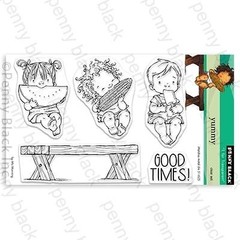 New Penny Black Rubber Stamp YUMMY CHILDREN PICNIC clear cling set free USA ship