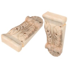 2Pcs Decorative Wooden Carved Applique Corner Moulding Trim for Home Decor