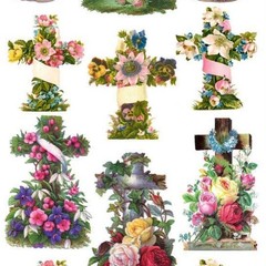 Violette Stickers – Floral Cross – 1 Decorated Religious Sticker Sheet – Crafts