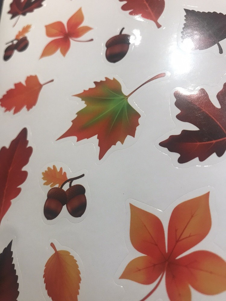 1 SHEET FALL LEAVES stickers Thanksgiving Autumn Harvest acorns maple leaf