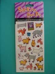 Vtg 1997 Gibson Stickety Doo Da Sticker Pack FARM ANIMALS (2) Sheet Removeable