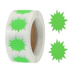 Color Coding Labels Star Burst Sign 1 Roll Fluorescent Green 1″,500 Count/Roll